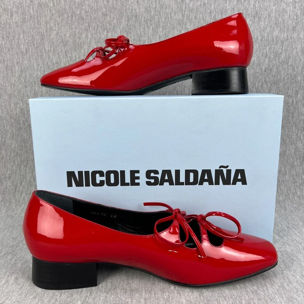 Nicole Saldaña Isabel Shoe Womens 40 (US 10) Cherry Red Patent Leather NEW